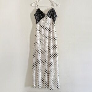 Jessica Simpson Polka Dot Black Lace Maxi Slip Dress